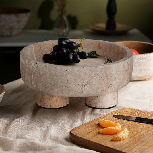 Brilliant-Maker AC4258 Travertine Tray (Large) - Customizable B2B Heavy Texture Stone Tray, Modern Classic Design for Living Room/Dining/Reception