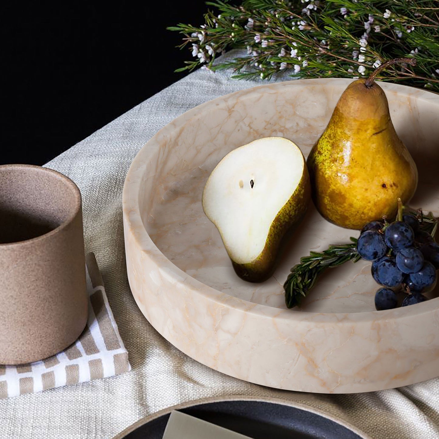 صينية رخامية ذهبية من Brilliant-Maker AC4259 - صينية حجرية كلاسيكية عصرية قابلة للتخصيص بتصميم B2B مع لمسة من الفخامة، مناسبة لغرفة المعيشة/غرفة الطعام/الاستقبال