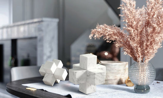 Cubist Party Tetrahedral Volakas White Marble Objet - Modern Simplicity with Natural Elegance | BRAC4179-M - BRILLIANT MAKER