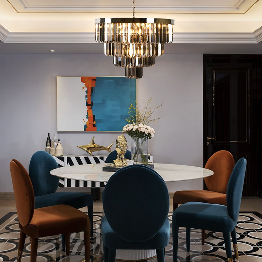 「BRCH9130-60 Crystal Prism Chandelier」 – Compact Luxe Fixture with Layered Prism Effects | Modern Home & Hospitality Lighting - BRILLIANT MAKER