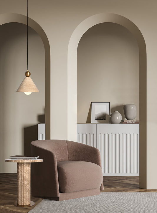 Handmade Natural Travertine Geometric Pendant Light – Modern Minimalist Dining Room Fixture with Italian Design, Luxury Home Decor - BRILLIANT MAKER