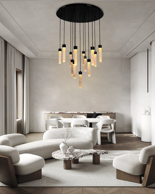 Circular combination Natural Selenite Stone Restaurant Hanging Lights | BRCH9167-13 - BRILLIANT MAKER