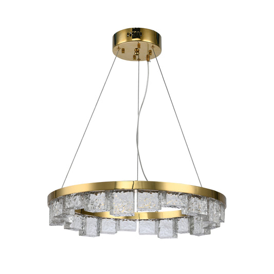 Brilliant Maker | BRCH9176-60 Glacier Cube Art Glass Pendant Ring Lamp - BRILLIANT MAKER