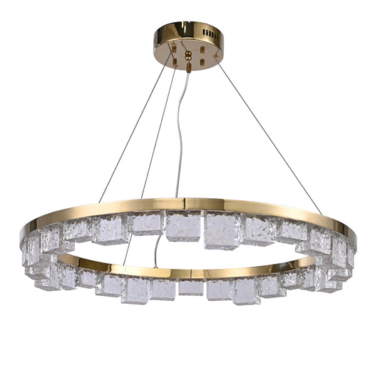 Brilliant Maker | BRCH9176-80 Glacier Cube Art Glass Pendant Ring Lamp - BRILLIANT MAKER