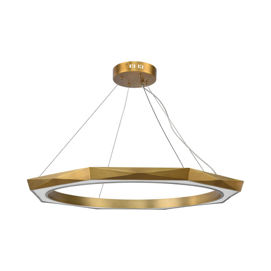 Davidian Antique Brass Octagonal LED Pendant Lamp – Modern Minimalist Lighting with Geometric Elegance | Brilliant-Maker BRCH90184 - BRILLIANT MAKER