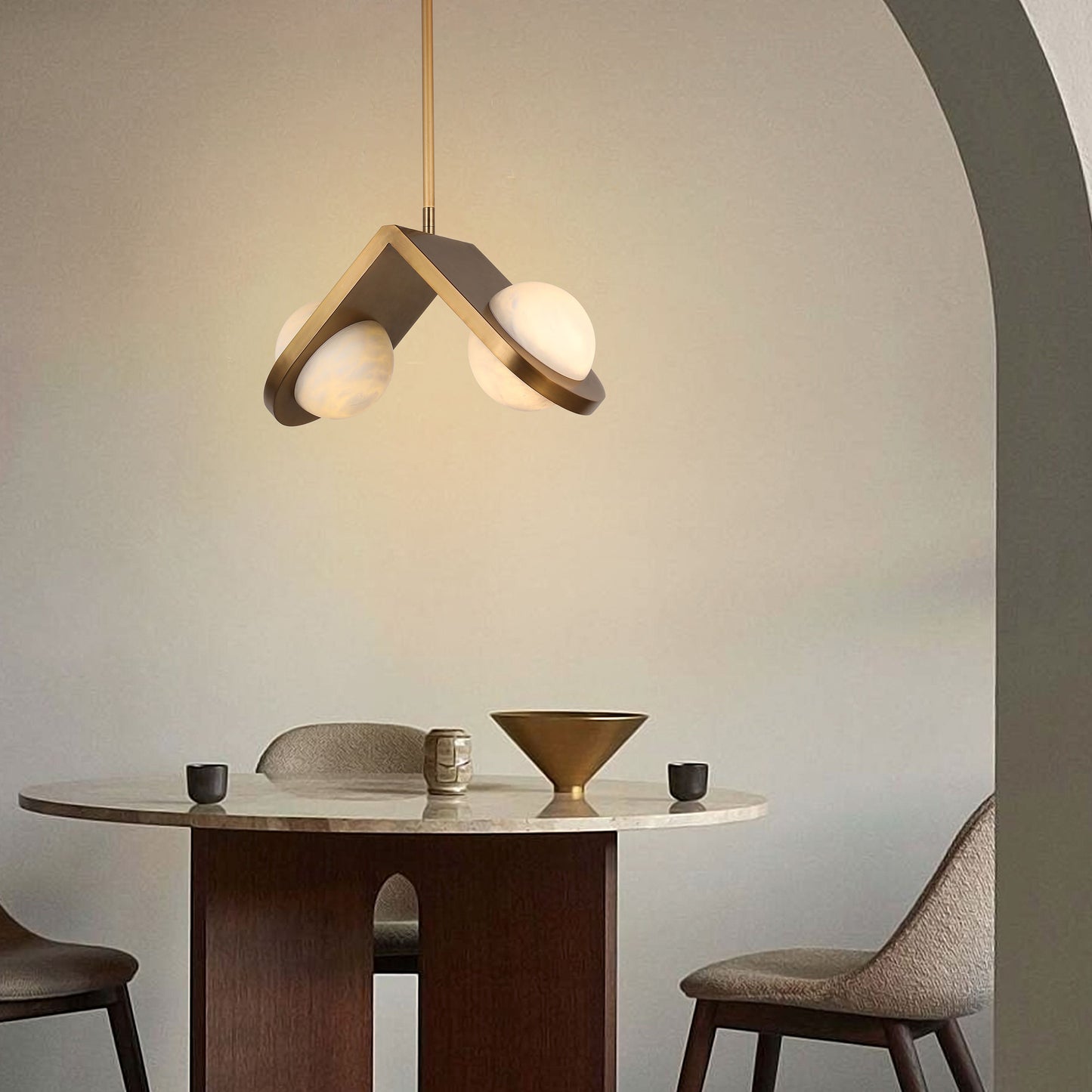 BRCH9190-2 Saturn Alabaster Pendant Light - Dual Globes - BRILLIANT MAKER