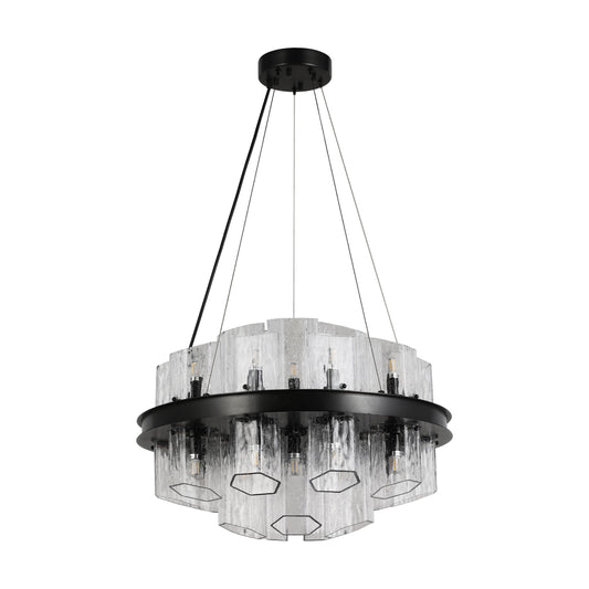 Hexagonal Textured Glass Chandelier – Modern Architectural Lighting for Luxury Spaces | BRCH9191-BZ - BRILLIANT MAKER