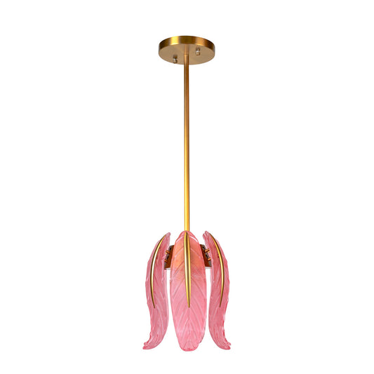 BRCH9193-A PK "Rosy Reverie" Single-Layer Frosted Pink Tulip Glass Pendant Light - BRILLIANT MAKER