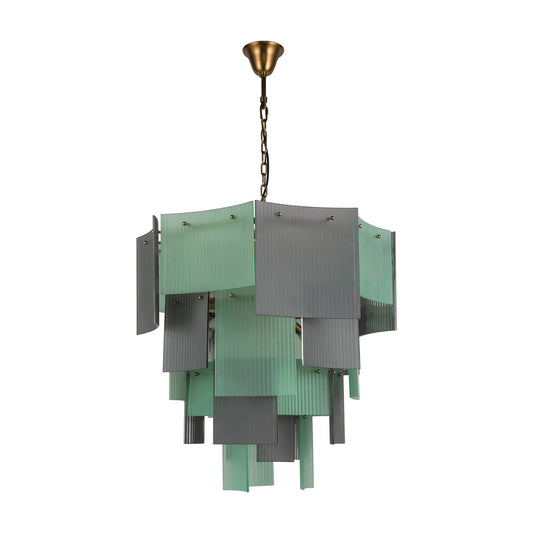 BRCH9198GN-80 Babel Dream Vertical Texture Glass Chandelier | Modern Simplicity | BRILLIANT-MAKER - BRILLIANT MAKER