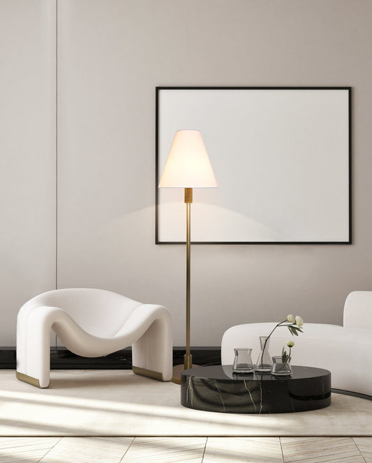 BRFL5024 Classic Simple Knurled Metal Base Fabric Lampshade Floor Lamp | Table Lamp Manufacturer | BRILLIANT-MAKER - BRILLIANT MAKER