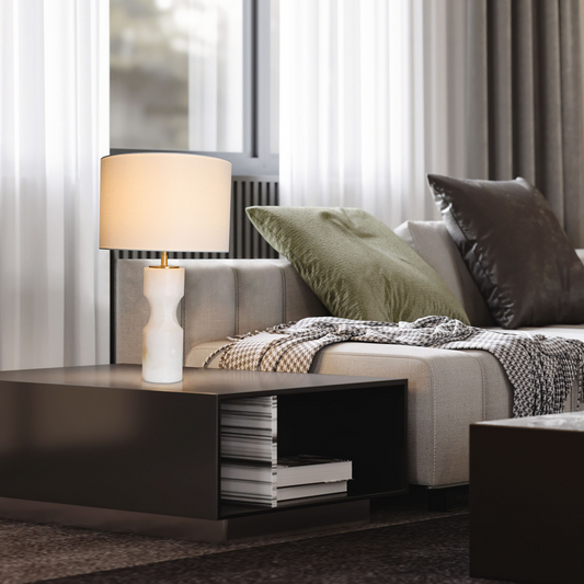 Kimbe Slim Alabaster Base Fabric Table Lamp - Modern Elegance Redefined (BRTL3224-AL) - BRILLIANT MAKER