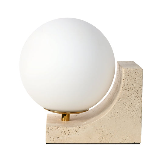 BRTL3265TR Travertine Slop Sunshine Milky Glass Ball Side Lamp | Nordic Design | Table lamp ODM - BRILLIANT MAKER