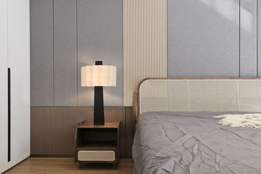 BRTL3293 Quincunx Fabric-Shade Bronze Square Column Table Lamp | Elegant & Magnificent | BRILLIANT-MAKER - BRILLIANT MAKER