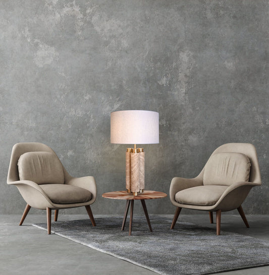 BRTL3335 3-Clump Natural Travertine Stone Table Lamp - BRILLIANT MAKER