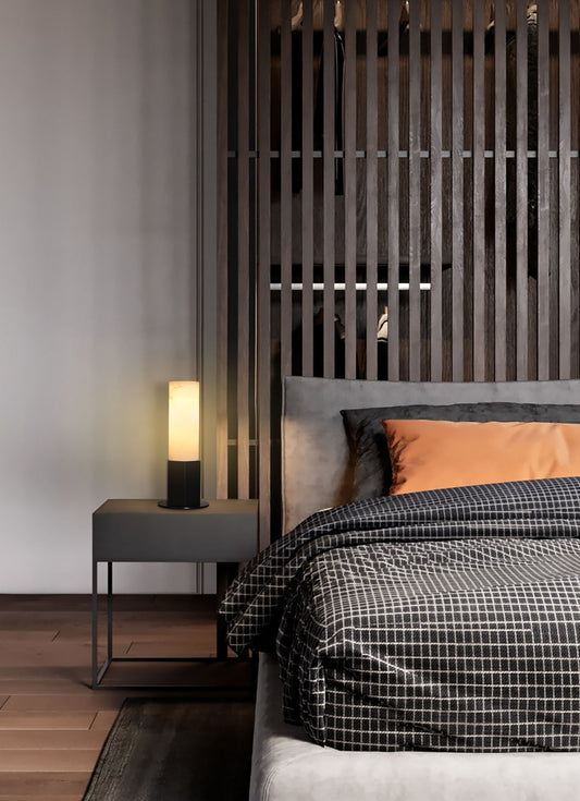 Honeycomb hexagonal bronze base alabaster dimmable table lamp | BRTL3339 - BRILLIANT MAKER