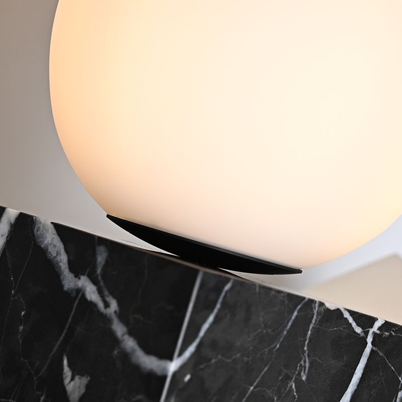 BRTL3340MA Opal Glass Ball Black Marble Cube Base Bedside Dimmable Table Light | Modern Simplicity | BRILLIANT-MAKER - BRILLIANT MAKER
