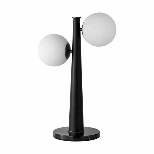 BRTL3356BZ Double Head Milk White Glass Adair Black Oak Table Lamp | Vintage Charm | Custom Table lamp - BRILLIANT MAKER