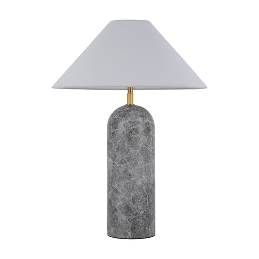 Brilliant-Maker BRTL3383GM Modern Grey Marble Table Lamp – Textured Stone Design with BE01 Fabric Shade | B2B Customizable Lighting Solutions