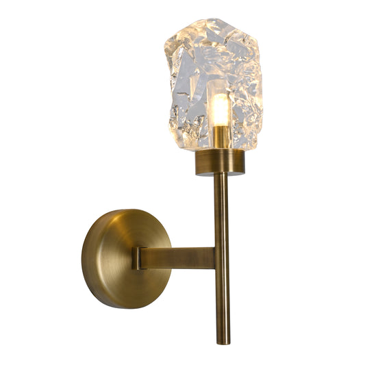 Brilliant Maker BRWL7071-1 Lambert Glacier single irregular solid crystal glass wall lamp - BRILLIANT MAKER