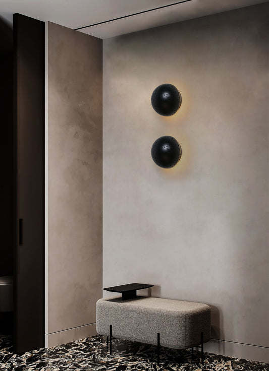Hand-Inlaid Black Hole Travertine Solar Eclipse Wall Light – Modern Minimalist Home Decor with Cosmic Elegance - BRILLIANT MAKER