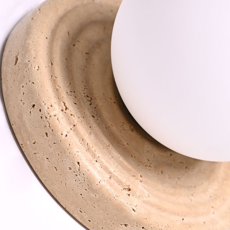 BRWL7083TR Opal Glass Ball Travertine Base Sand Painting Art Wall Light | Zen/Simple Style | BRILLIANT-MAKER - BRILLIANT MAKER