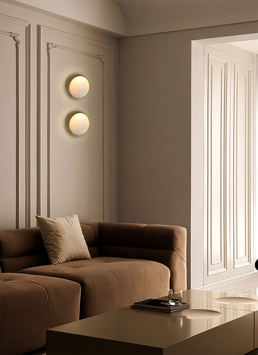 BRWL7084 | "Changbai Sky Lake" Opal Alabaster Wall Lamp | Crafted with Spanish Alabaster & Antique Brass - BRILLIANT MAKER