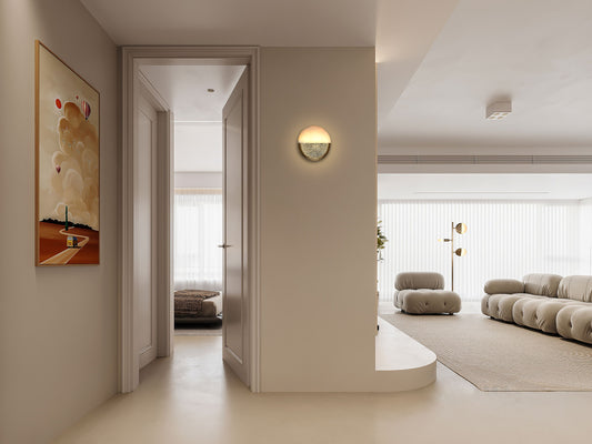 Creative sunrise antique brass hand dyeing finish alabaster wall lamp night light | BRWL7086 - BRILLIANT MAKER