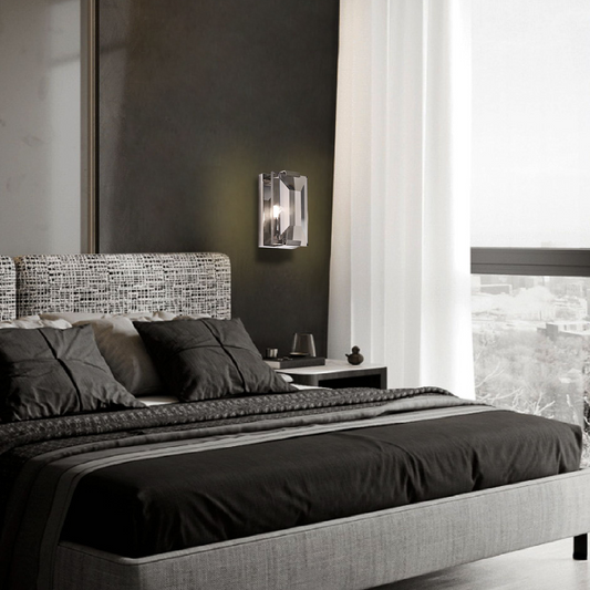 Luxury bright pyramid block smoky crystal glass wall light - BRILLIANT MAKER