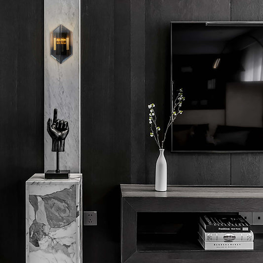 【Modern Industrial Chic】Magic City Cross Smoky Glass Wall Lamp - BRWL7100Gray | Black Gray Minimalist Decor, Architectural Lighting with Bold Contrast - BRILLIANT MAKER