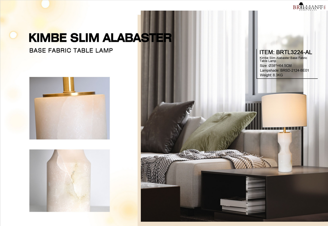 Kimbe Slim Alabaster Table Lamp: Elegant Illumination for Discerning Tastes