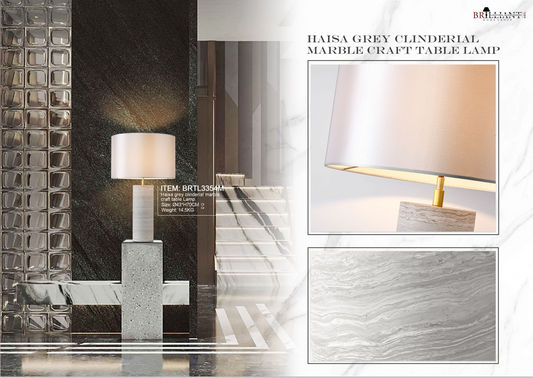 Bedroom lighting upgrade: gray wood grain marble table lamp