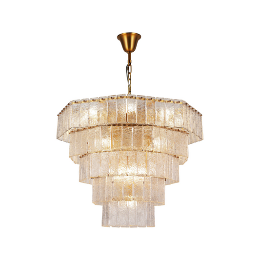 Experience the Octagonal Glacier Glass Chandelier's Timeless Charm