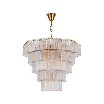 Experience the Octagonal Glacier Glass Chandelier's Timeless Charm