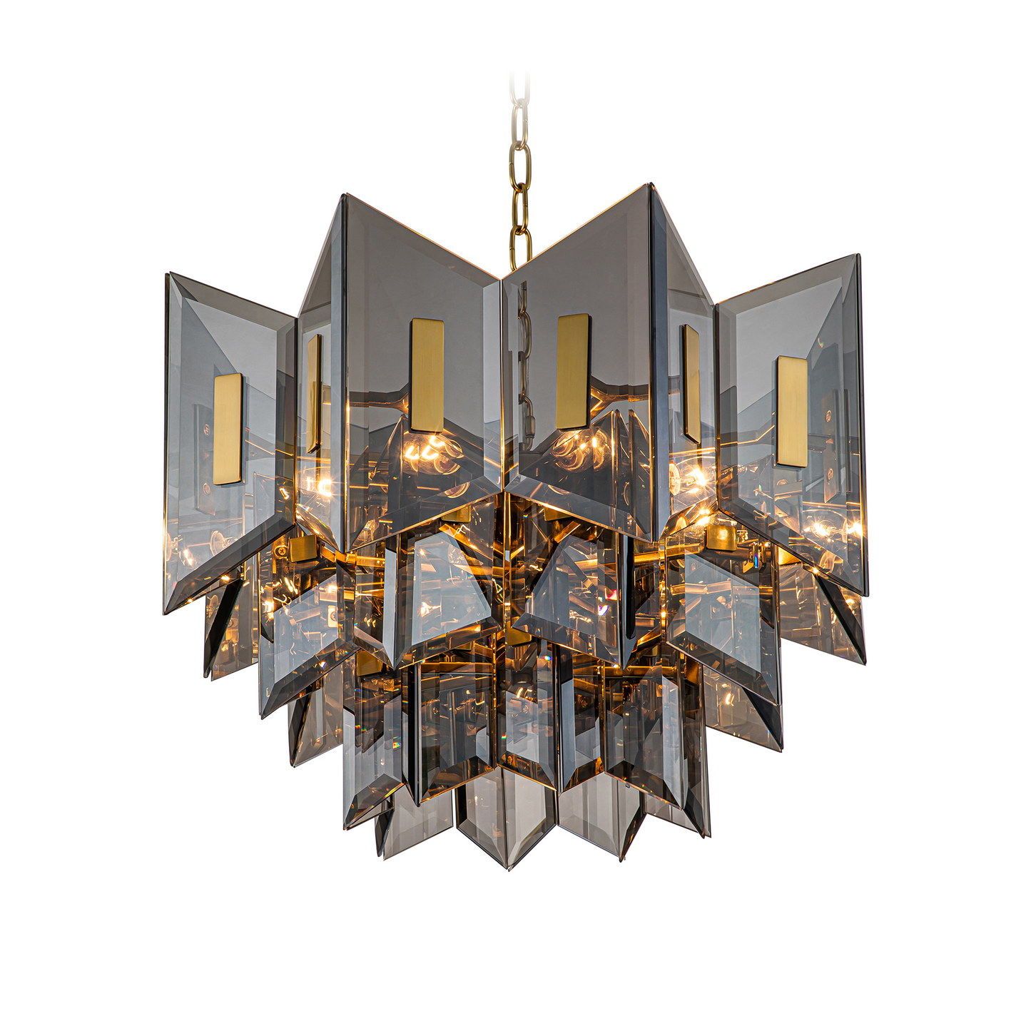 Magic city cross smoky glass panels chandelier