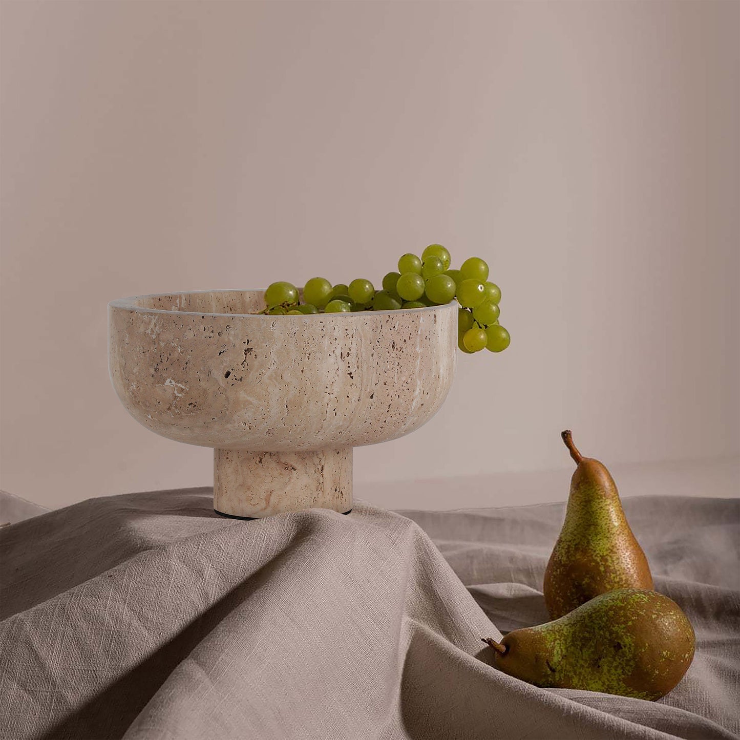 صينية ترافرتين AC4257 من بريليانت ميكر (صغيرة) - صينية حجرية كلاسيكية عصرية قابلة للتخصيص بتصميم B2B بملمس ثقيل، مناسبة لغرفة المعيشة/غرفة الطعام/الاستقبال 