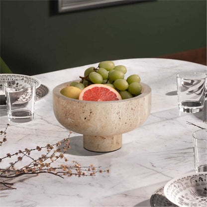 صينية ترافرتين AC4257 من بريليانت ميكر (صغيرة) - صينية حجرية كلاسيكية عصرية قابلة للتخصيص بتصميم B2B بملمس ثقيل، مناسبة لغرفة المعيشة/غرفة الطعام/الاستقبال 