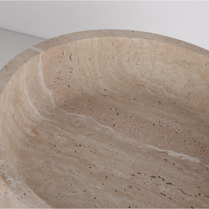 Brilliant-Maker AC4258 Travertine Tray (Large) - Customizable B2B Heavy Texture Stone Tray, Modern Classic Design for Living Room/Dining/Reception