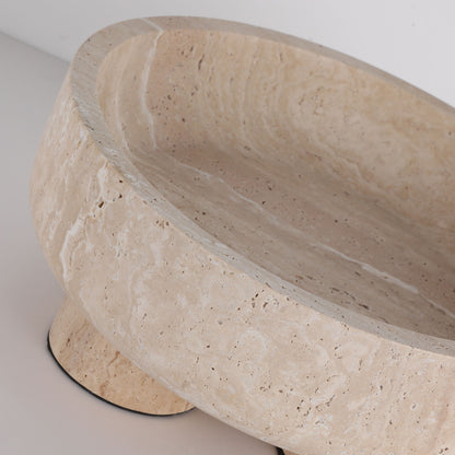 Brilliant-Maker AC4258 Travertine Tray (Large) - Customizable B2B Heavy Texture Stone Tray, Modern Classic Design for Living Room/Dining/Reception