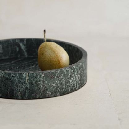 Brilliant-Maker AC4260 Flowered Green Marble Tray - Customizable B2B Modern Classic Stone Tray with Natural Artistry, for Living Room/Dining/Reception