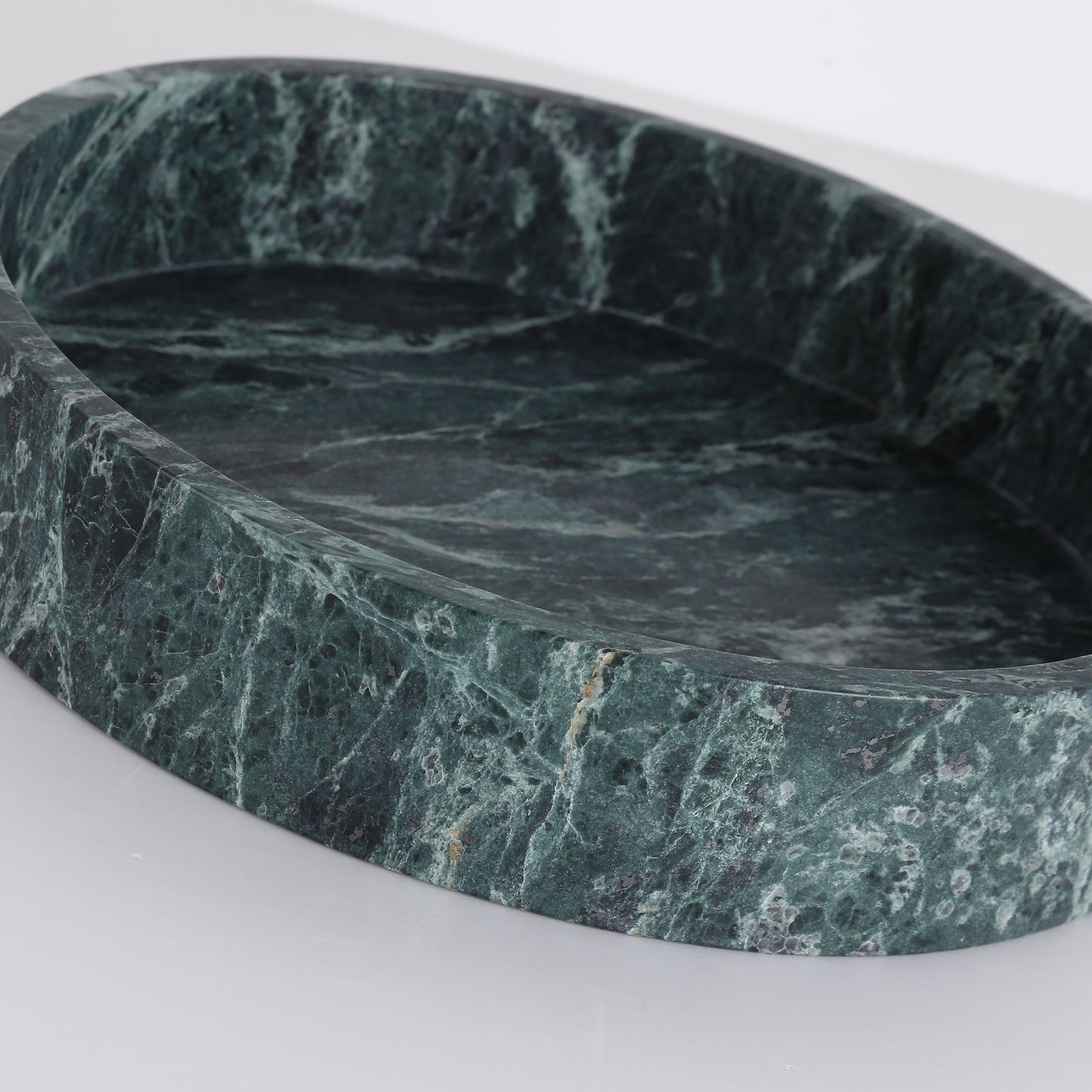 Brilliant-Maker AC4260 Flowered Green Marble Tray - Customizable B2B Modern Classic Stone Tray with Natural Artistry, for Living Room/Dining/Reception