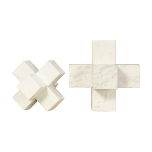 Cubist Party Tetrahedral Volakas White Marble Objet - Modern Simplicity with Natural Elegance | BRAC4179-S - BRILLIANT MAKER