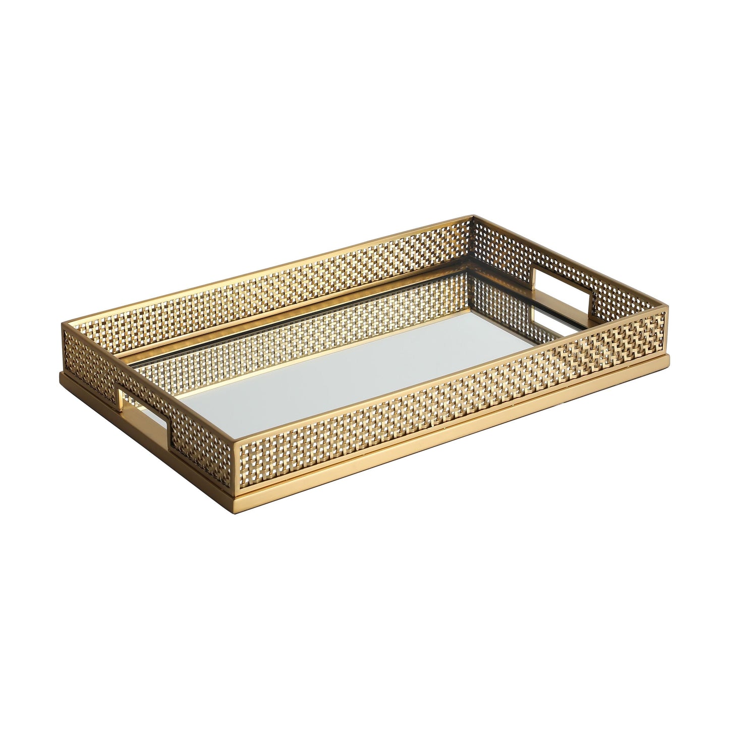 1 Square mirror mesh woven metal tray