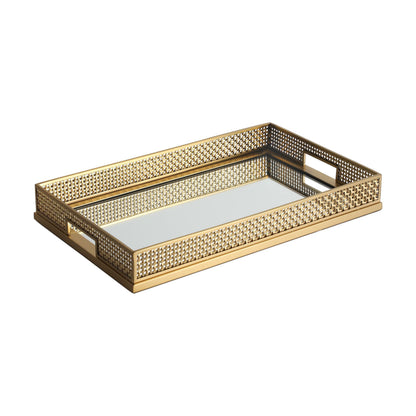 1 Square mirror mesh woven metal tray