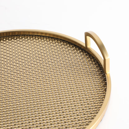 Round mesh woven metal tray