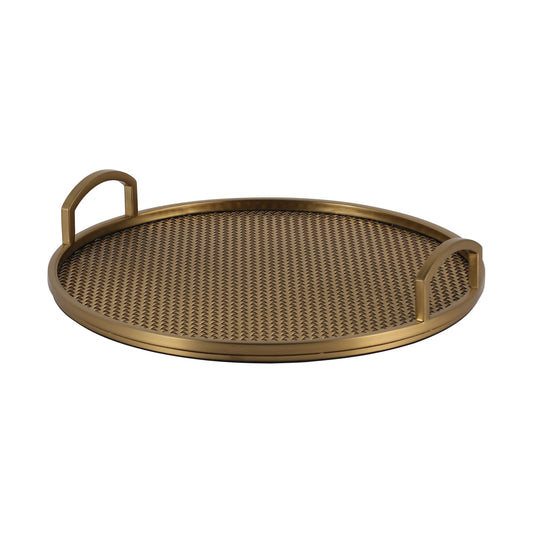 Round mesh woven metal tray