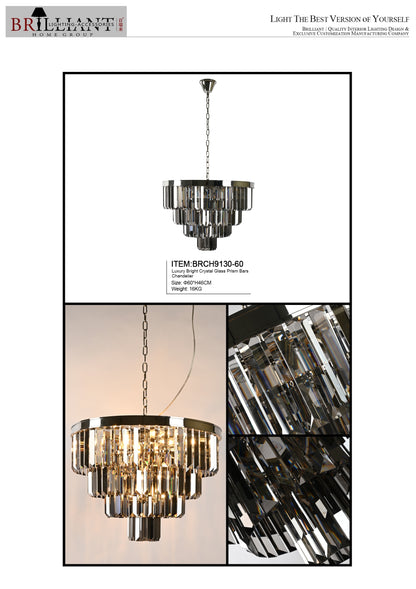 Luxury bright crystal glass prism bars chandelier