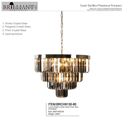 Luxury bright crystal glass prismatic bars chandelier