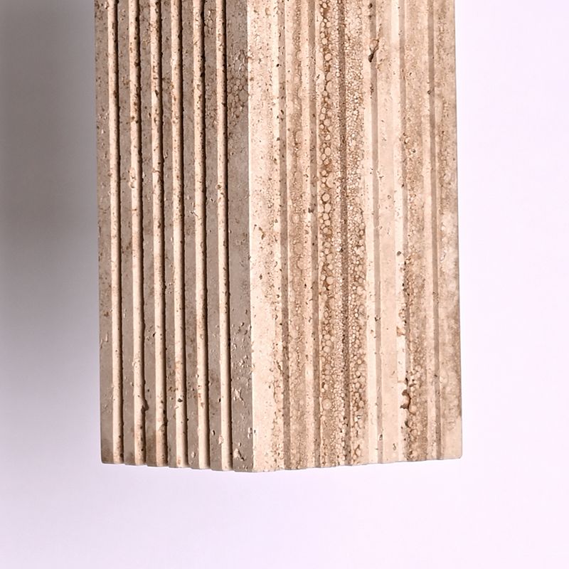 Carved square column natural travertine stone pendant light