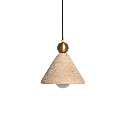 Cone natural travertine stone pendant light