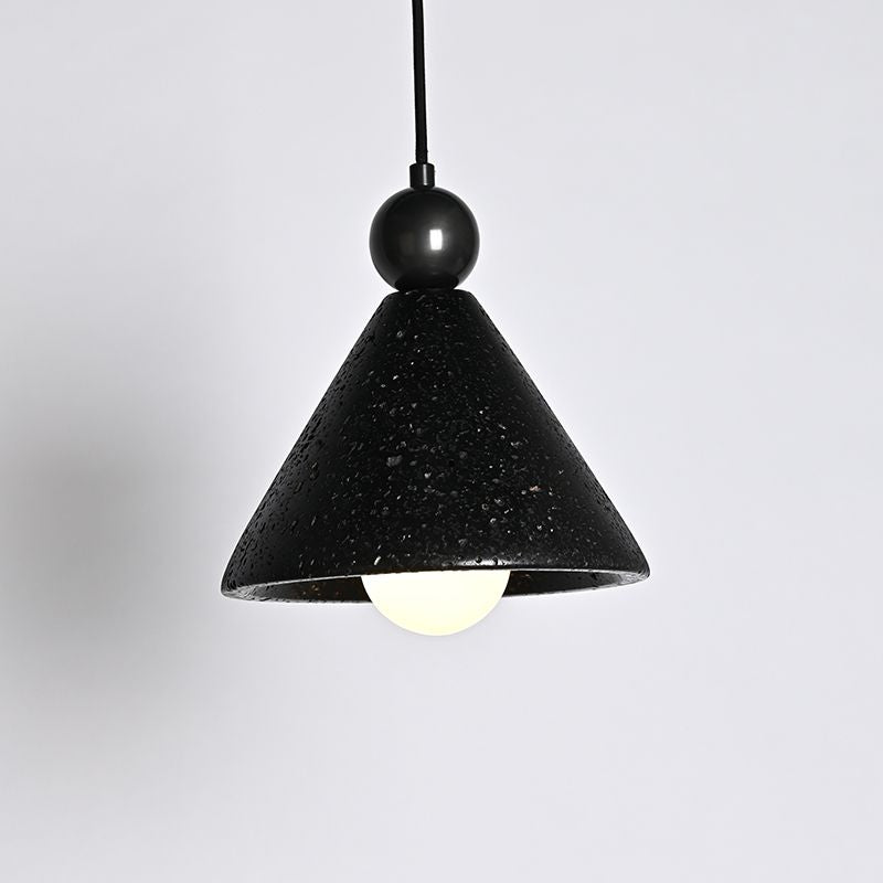 Cone natural black travertine stone pendant light